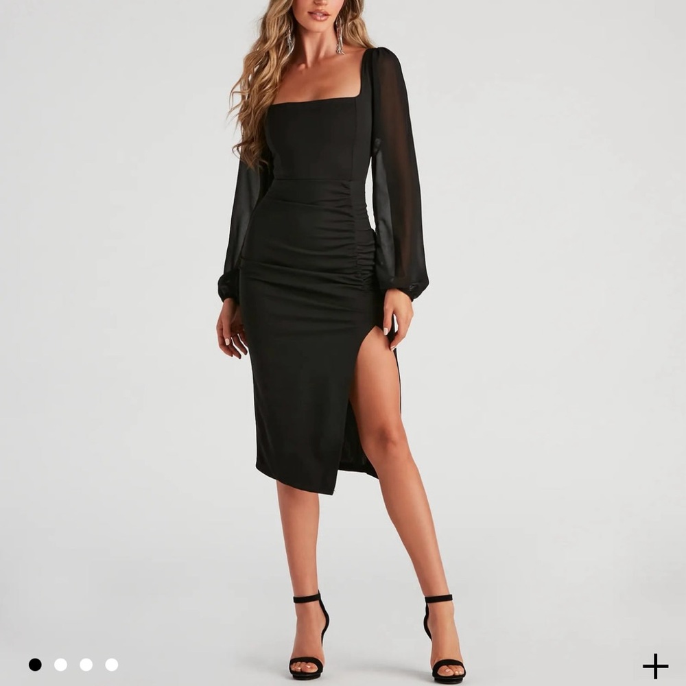 Windsor Black Sheer Sleeve Dress
